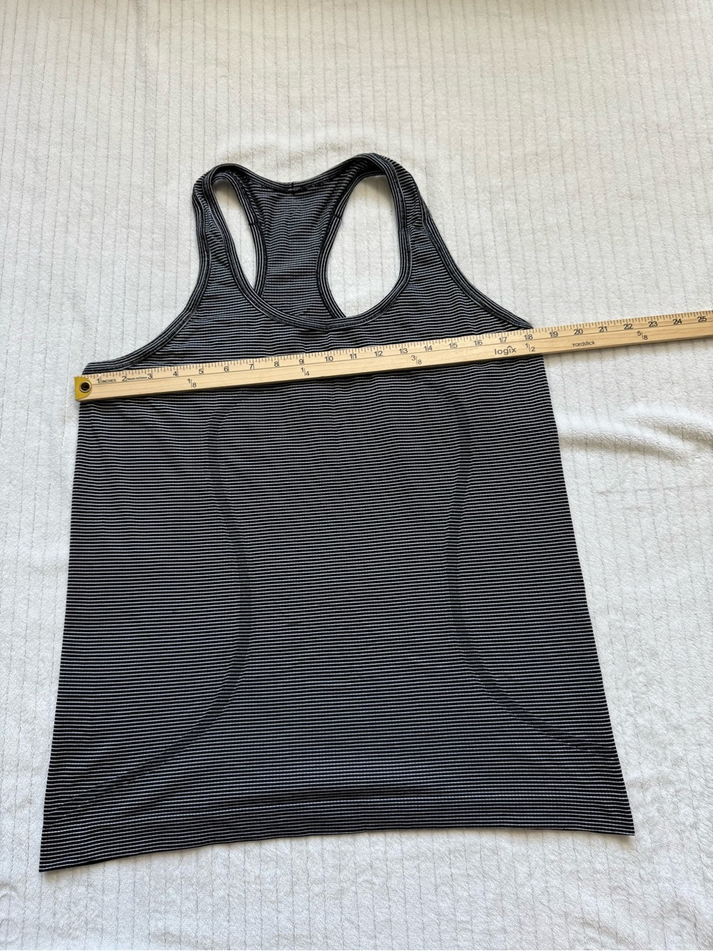 lululemon athletica Black & Gray Fine-Stripe Racerback Crop Tank - Picture 3 of 6